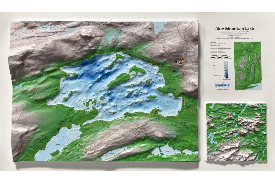 Blue Mountain Lake 3D Raised-Relief Map