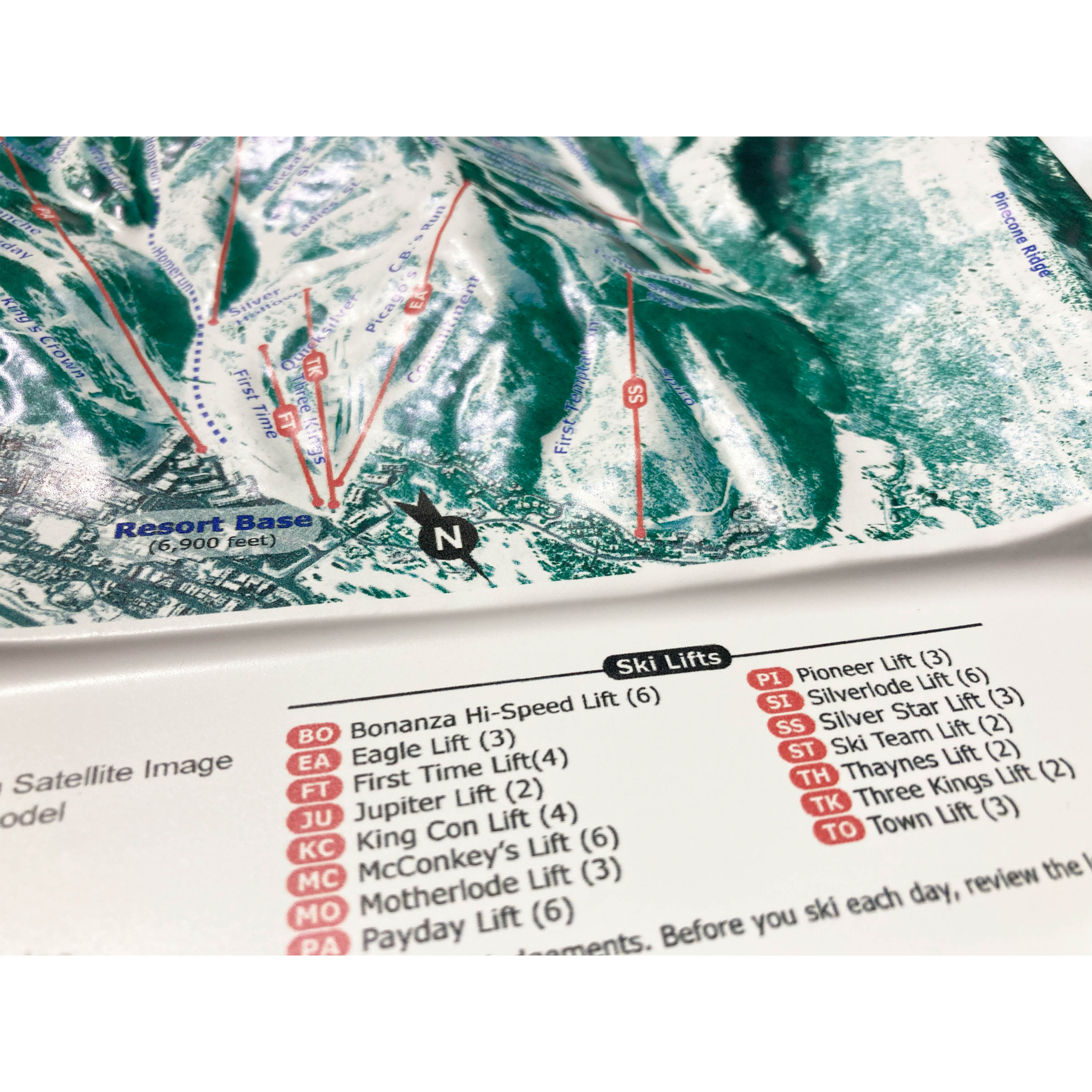 Park City Mountain Three-Dimensional Raised Relief Ski Map