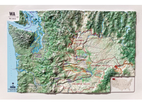 Washington State Wine - Small 3D Map