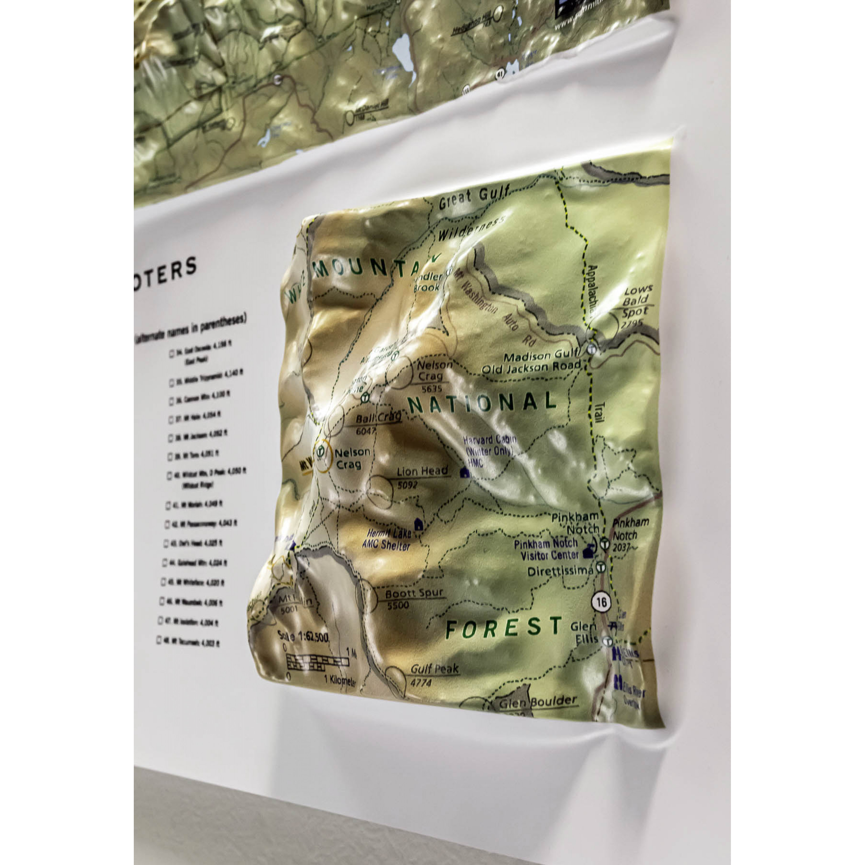 White Mountains 4000-Footers – 3D Raised Relief Mountain Map